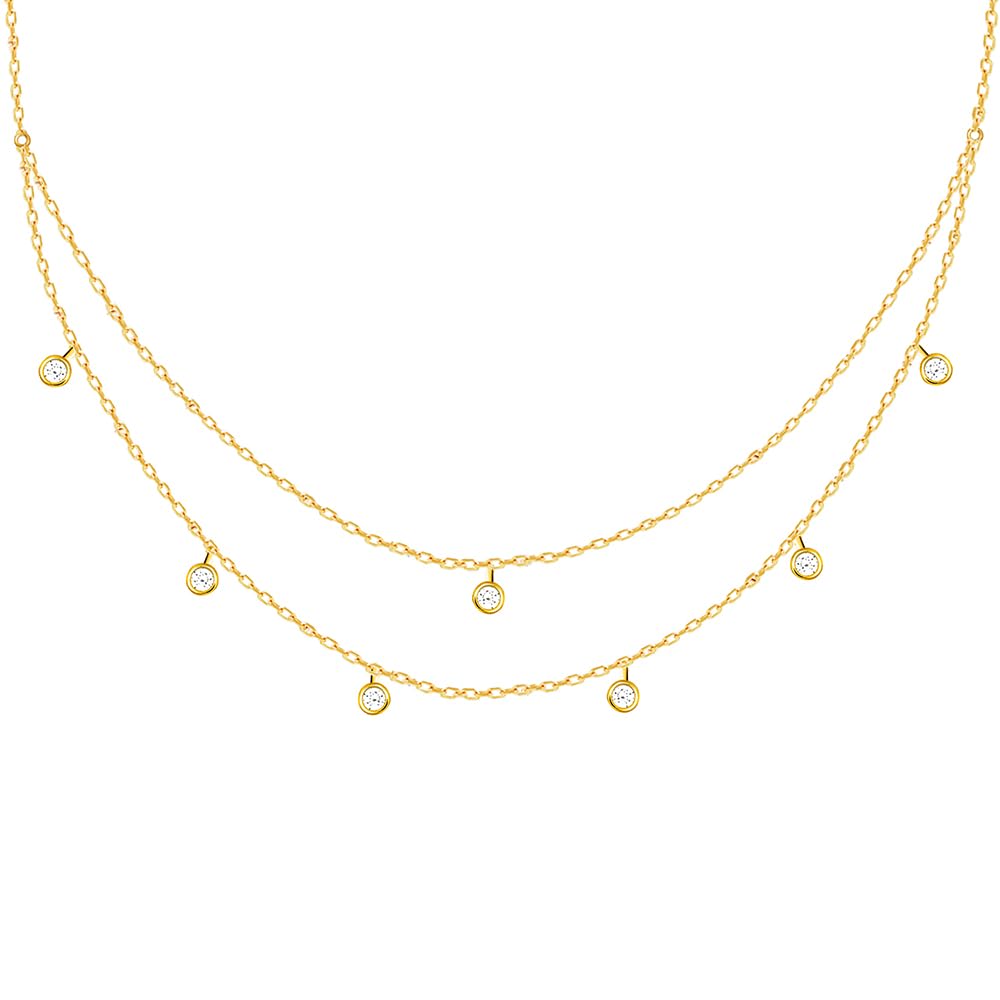 GIVA 925 Silver Golden Dual Layer Zircon Necklace|Gifts For Girlfriend,Rakhi Rakshabandhan Gift For Sister Bhabhi,Gifts For Wome