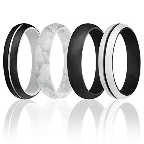Silicone Wedding Stackble Point Single Ring - Silver By Roq For Women - 11 Mm Ring