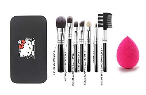 Fameza Makeup Brush Set Of 7(Colour May Vary) With Storage Box + Sponge Puff(Colour May Vary)