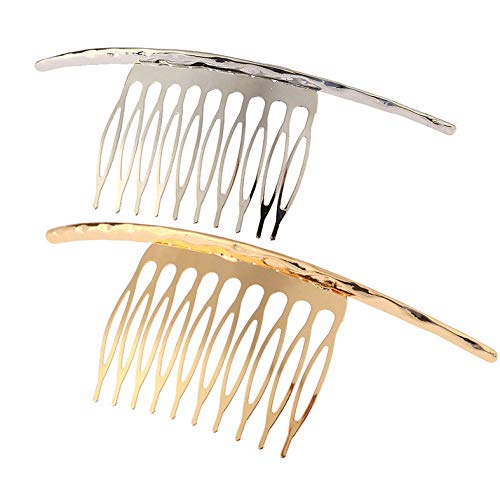 2Pcs French Twist 10 Teeths Comb Alloy Metal Bridal Wedding Hair Side Comb Headpiece Hair Jewellery Fashion Accessory for Women 