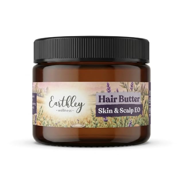 Earthley Wellness Hair Butter, Skin & Scalp, Natural Styling Cream (4oz) for Curly, Dry & Textured Hair, Shea Butter, Avocado Oi