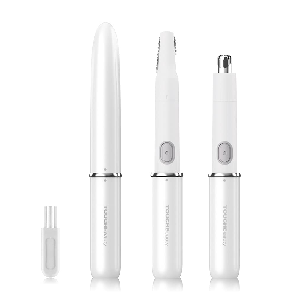 TOUCHBeauty Face Eyebrow Nose Ear Hair Trimmer, ALL-in-ONE Hair Remover for Women & Men, Dual Blades Shaver Battery Powered Upgr