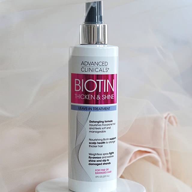 Advanced Clinicals Biotin Hair Spray Thicken & Shine Leave In Treatment, Biotin Detangling Formula Nourishes Fine, Damaged, Or F