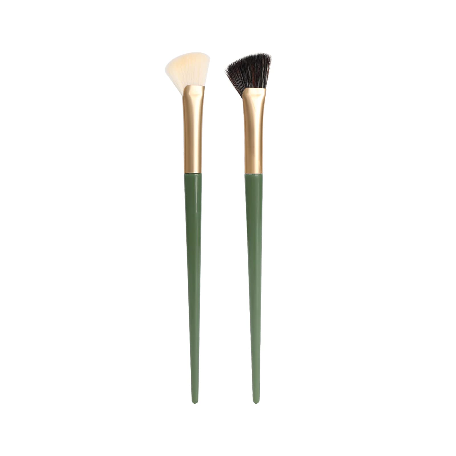 Teonei Half Fan-Shape Nose Shadow Brush,Angled Contour Makeup Brush,Professional Highlighter Blush Make Up Tools,2Pcs
