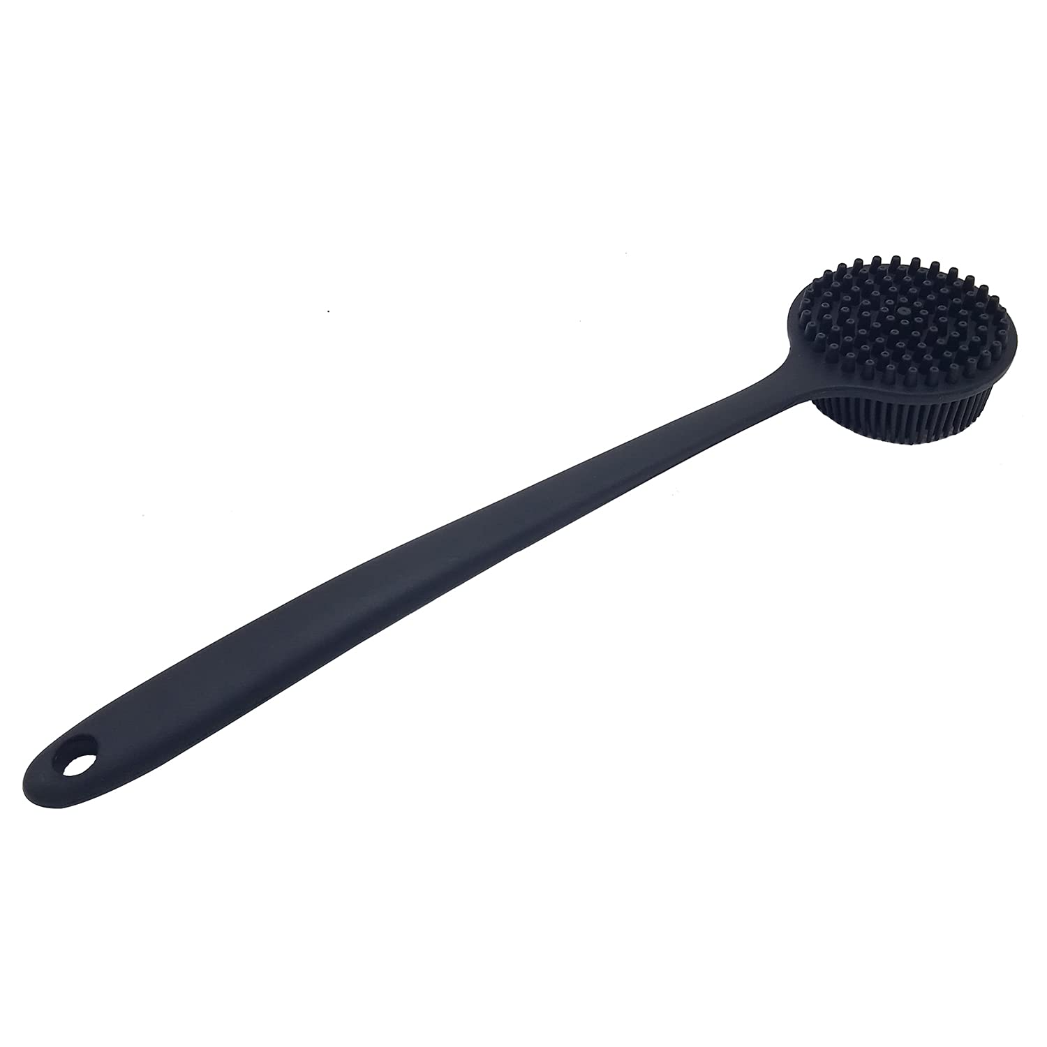 Dnc Back Scrubber For Shower Soft Silicone Bath Body Brush With Long Handle, Bpa-Free, Hypoallergenic (Black)