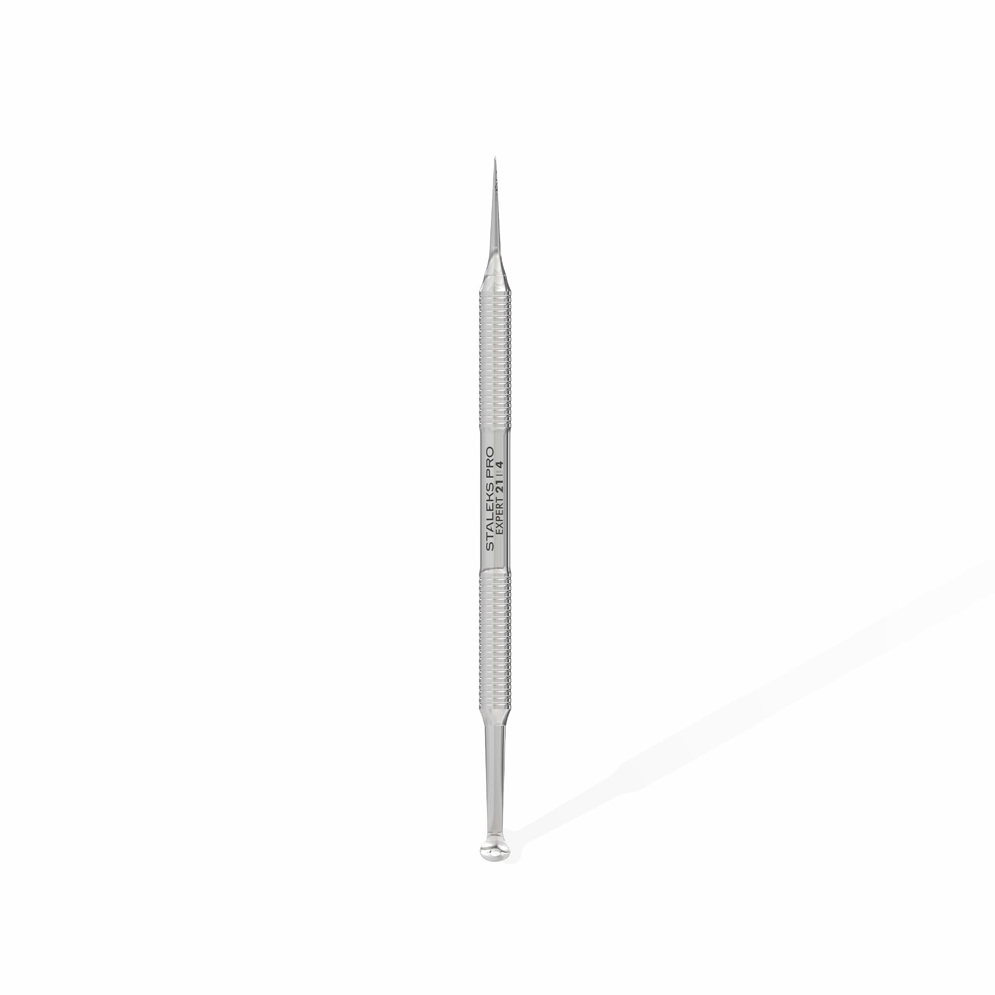 Staleks Pro Cosmetology Double-Ended Tool Expert 21 Type 4 - Large-Hole Uno Spoon & Vidal Needle - Stainless Steel Blackhead Rem