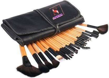 Sunisa Black Soft Synthetic Bristle Makeup Brushes Set Of 24 With Cover  (Pack Of 24)