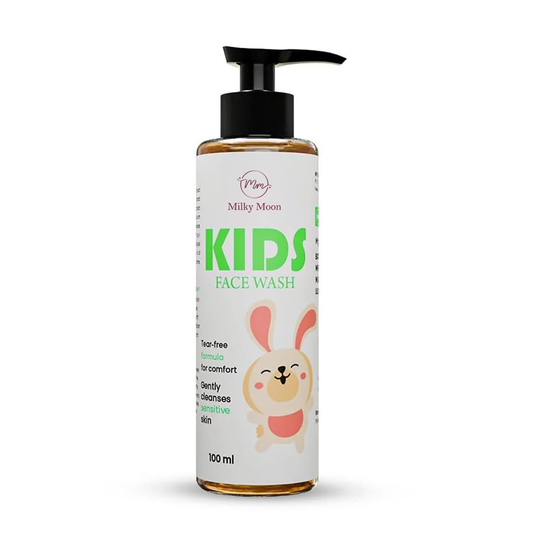 Milky Moon Kids Face Wash, TearFree Gentle Cleanser With Neem, Aloe Vera & Lemon, For Sensitive Kids Skin, 100Ml