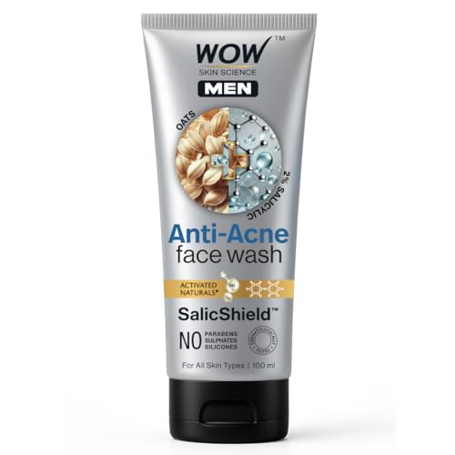 Wow Skin Science Men Oat Extract + 2% Salicylic Acid AntiAcne Face Wash | Targets Acne & Prevents Breakouts | Salicshield Techn