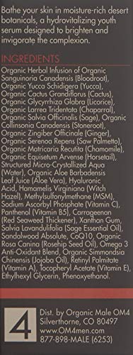 Organic Male OM4 Dry STEP 3: Warm Sands Botanical Youth Serum - Men's Skincare With anti-aging Vitamin C, Aloe Vera, and Hyaluro