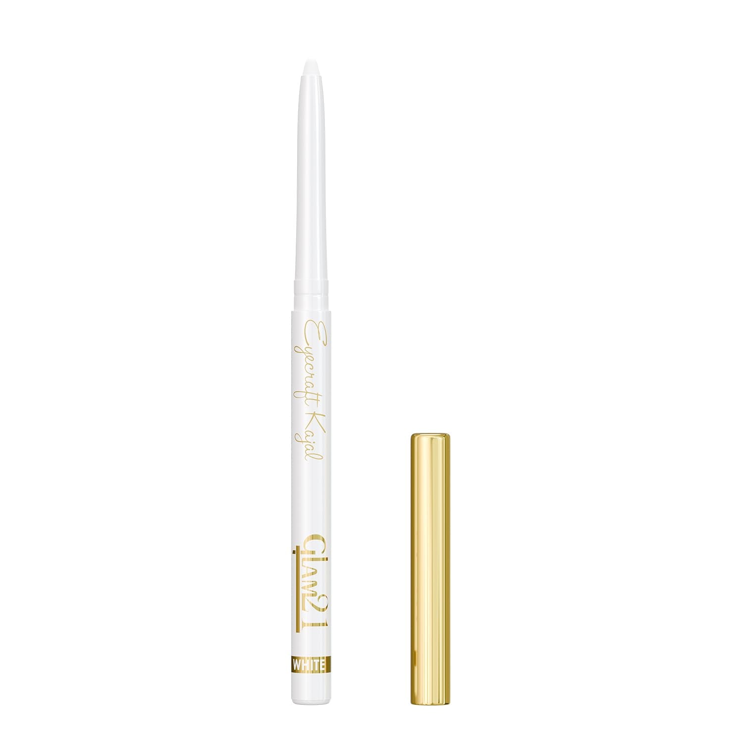Glam21 Eyecraft Kajal Eyeliner Pencil White | Intense Super White, Long-Lasting Matte Finish | Smudgeproof, Waterproof Formula |