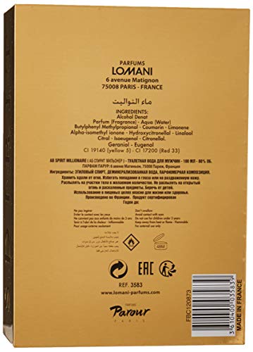 Ab Spirit Millionaire By Lomani, 3.3 Oz Eau De Parfum Spray For Men