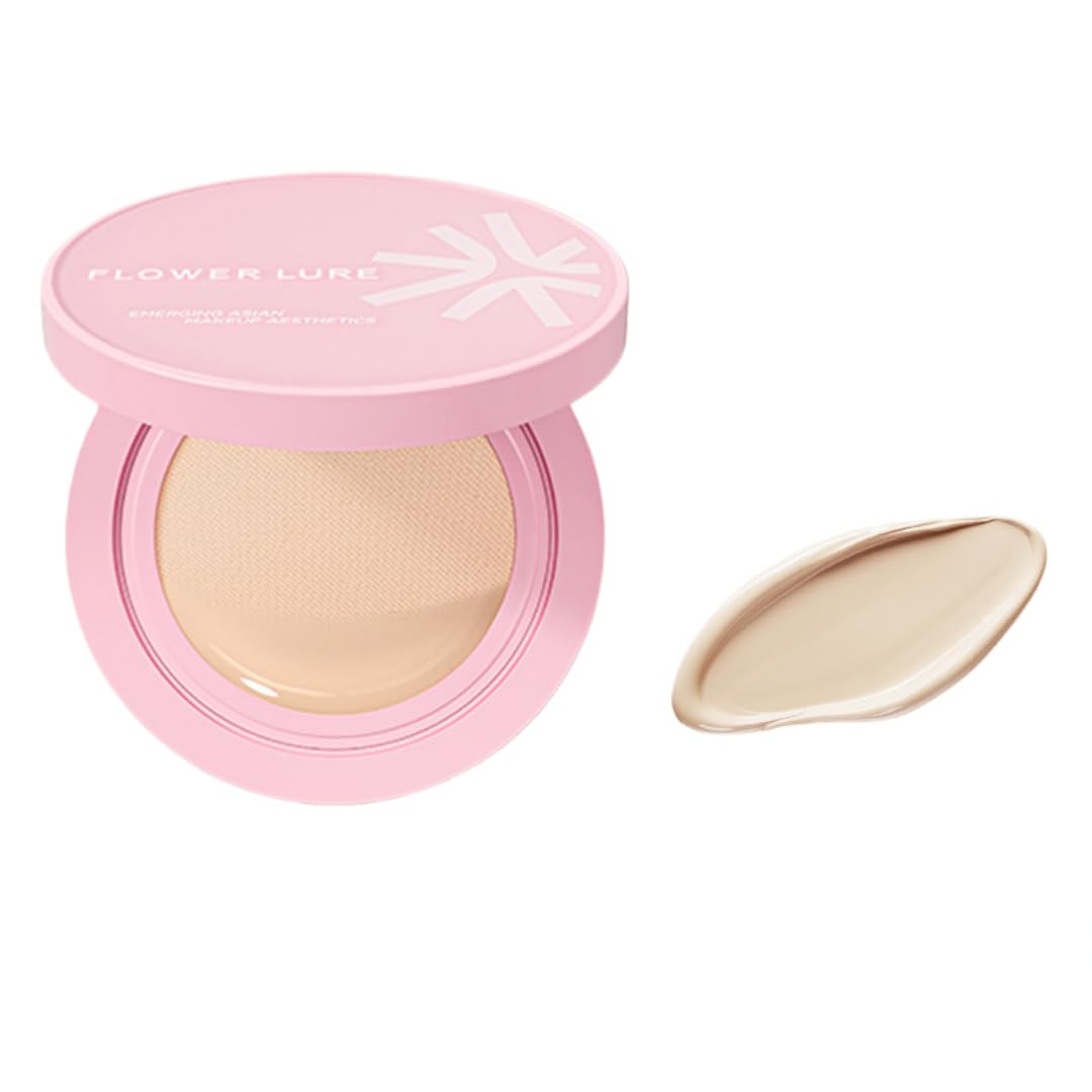 Flower Lure Cushion Foundation, Lightweight Hydrating, Oil Control, Full Coverage, Long Lasting, Matte Dewy Finish, TransferPro