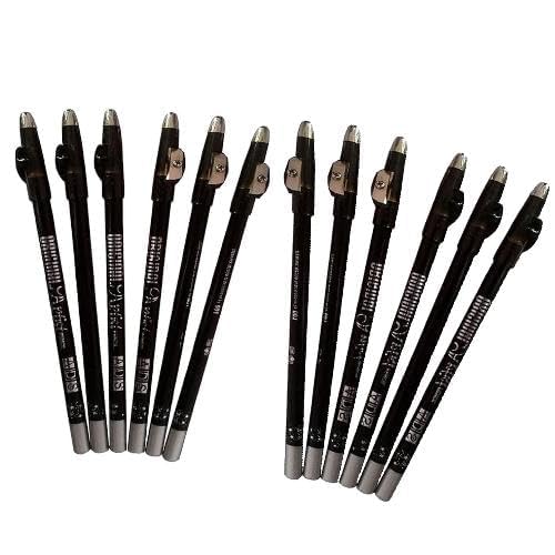 Pmw  Ads Professional Eyebrow And Eyeliner Pencils, Makeup Artist Set, Pack Of 12