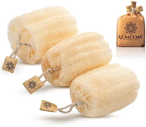 Natural Real Egyptian Shower Loofah Sponge That Will Get You Clean And Not Just Spread Soap (3 Lufa Pack).