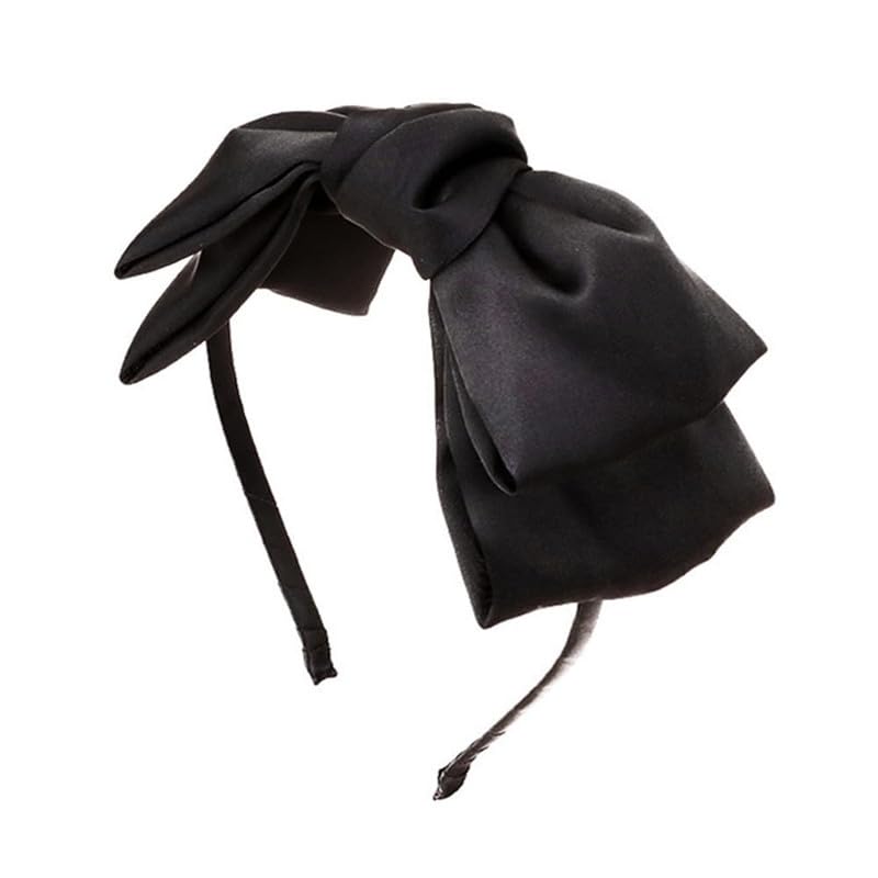 Shidara 1Pcs French Black Hair Headbands Knot Bow Headbands For Women Black Ribbon Hair Bow Hair Bands Fashion Hair Accessories 
