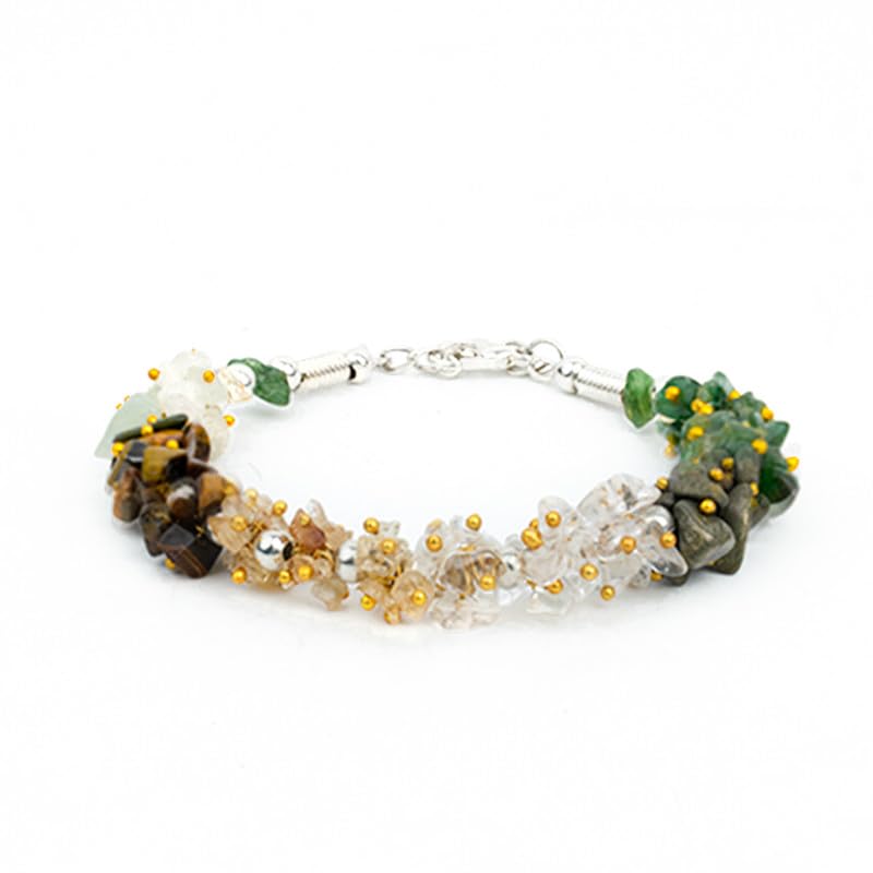 Astrotalk Dhan Yog Chips Bracelet | Pyrite, Jade, Tiger Eye, Citrine, Clear Quartz, Green Aventurine Bracelet for Wealth, Prosperity & Growth | Jewellery for Woman | Gift for Woman