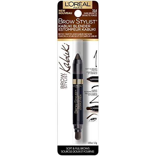 L'Or  Al Paris Brow Stylist Kabuki Blender Brow Crayon, Dark Brunette, 0.05 Oz.