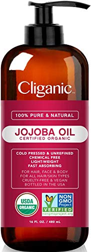 Cliganic Usda Organic Jojoba Oil 16Oz With Pump, 100% Pure  Bulk, Moisturizing Oil For Face, Hair, Skin & Nails  Natural Cold Pr