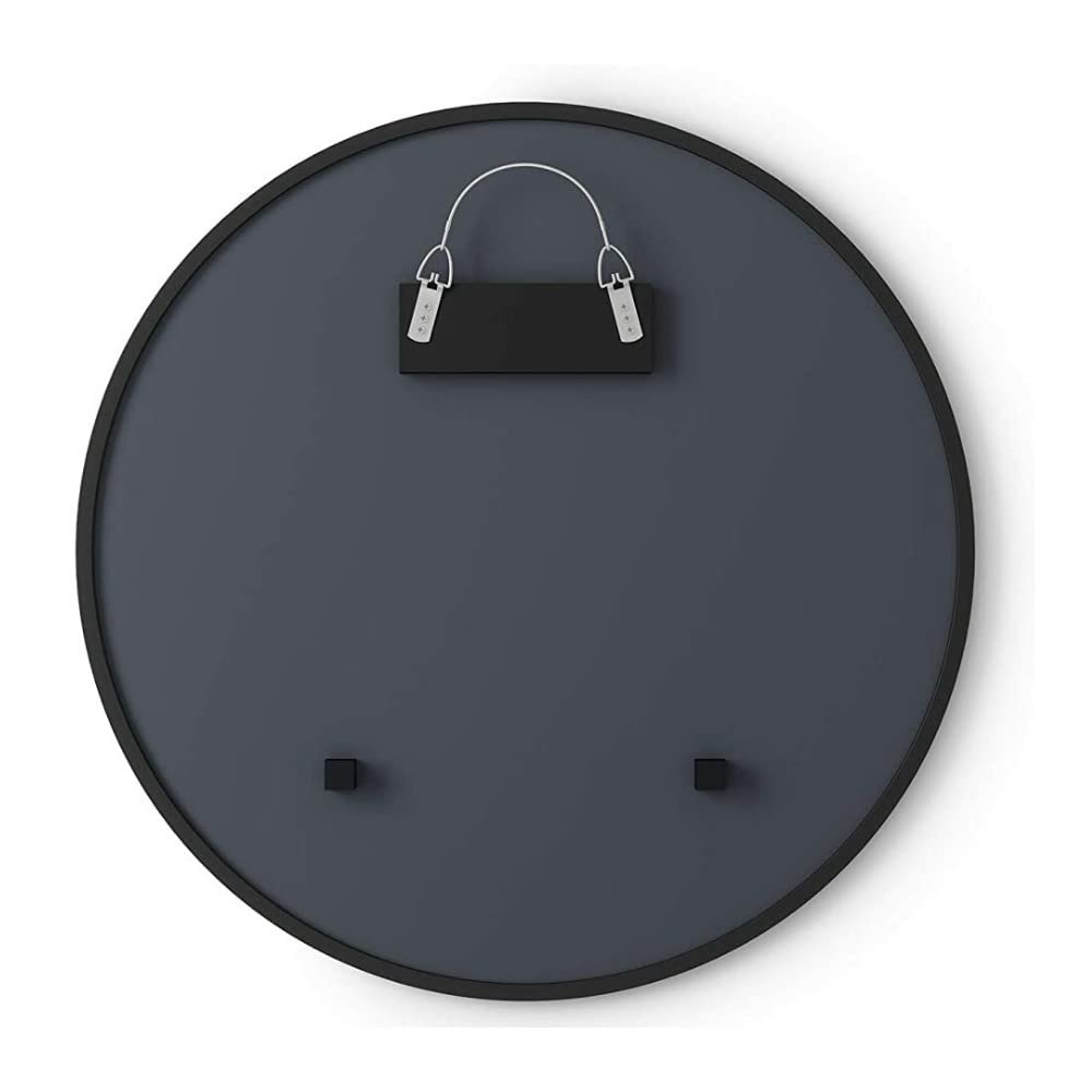 Umbra Hub Round Wall Mirror With Rubber Frame, Modern Style For Bathroom, Entryway, Living Room And More, 24-Inch, Black