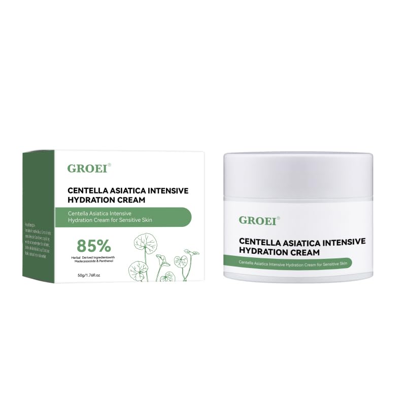 GROEI Centella Asiatica Intensive Hydration Cream, 85% Natural Ingredients, Long-Lasting Moisturizer for Sensitive & Dry Skin, F