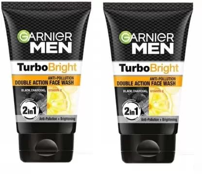 Garnier Men Anti Pollution Turbo Bright Double Action Vitamin-C Face Wash 100Gm (Pack Of-2) (200Gm)