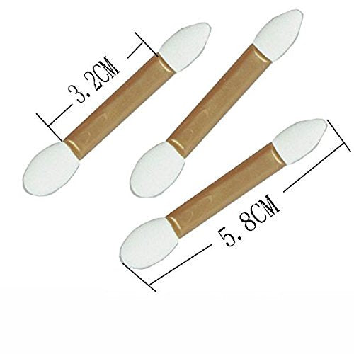 50Pcs Disposable Gold & White Cosmetic Makeup Tool Eyeshadow Applicator Double Sided Sponge Tipped Eyeshadow Brush