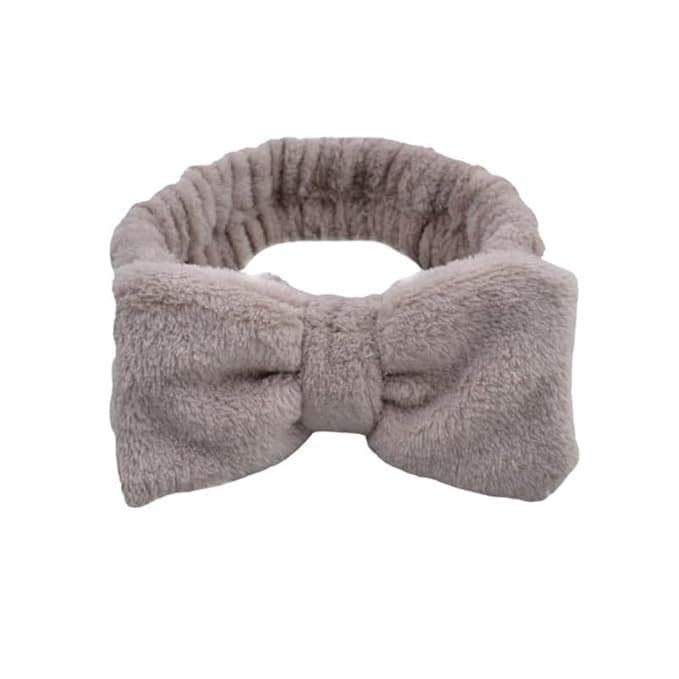 Fizloz Soft Bow Spa Headband For Women  Stretchable Makeup & Face Wash Hair Band, Plush NonSlip Skincare Head Wrap For Bath, S