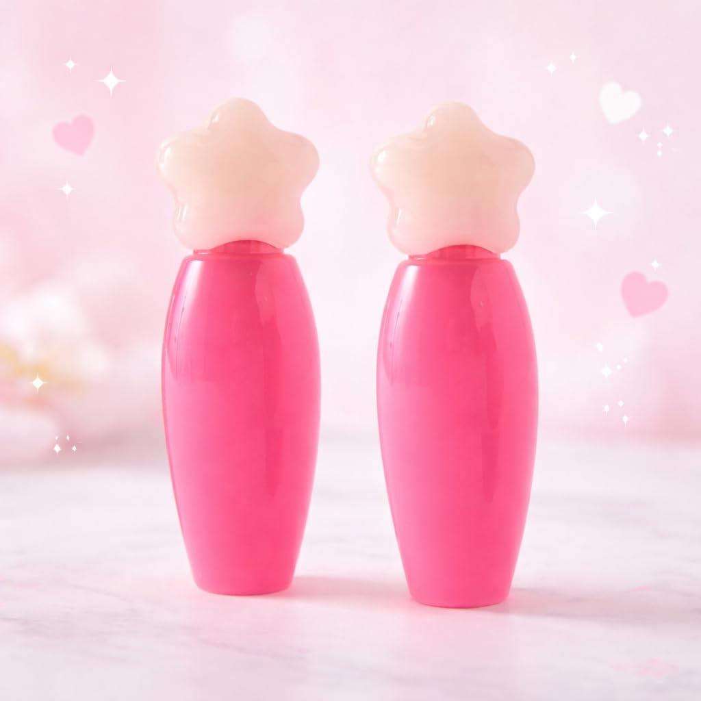 2Pcs Korean Lip Tint Gloss  Cute Star Bottle Lip Glaze, Waterproof Long Lasting Lip Stain, Hydrating High Pigment Liquid Lip Ti