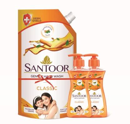 Santoor Hand Wash Pump + Refill (3 X 383.33 Ml) Pack Of 3