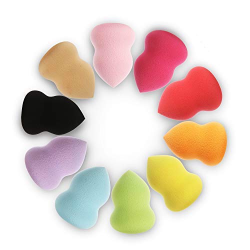 Fameza 10 Pcs Makeup Sponge Set Makeup Puff Beauty Foundation Blend Sponge Multicolor Beauty Makeup Egg Basic Mixing Sponge Prof