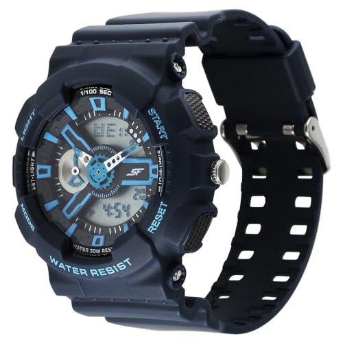 Sf Dreamer Series Quartz Digital Analog Digital Blue Plastic Strap For Men-77132Pp07W, Dark Blue Colour, Modern