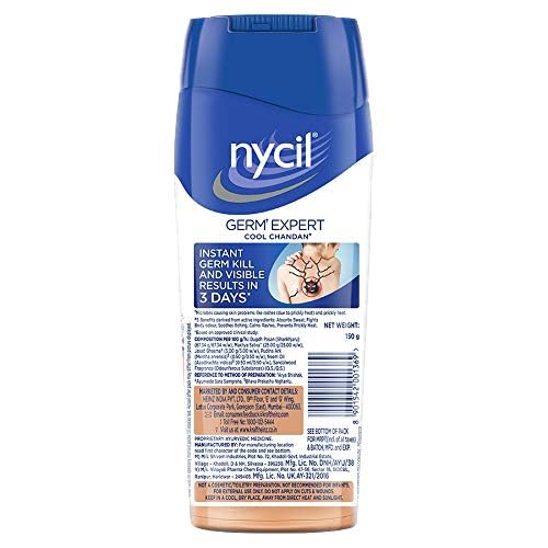 Nycil Cool Chandan Instant Cooling - Prickly Heat Powder With Sandalwood Frgrance - 150G