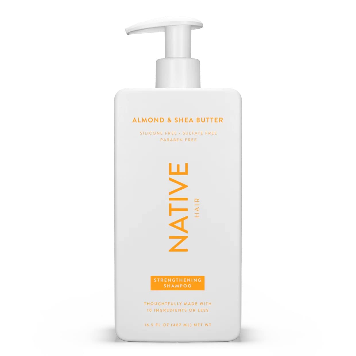 Native Vegan Strengthening Shampoo with Almond & Shea Butter, Clean, Sulfate, Paraben and Silicone Free  16.5 fl oz