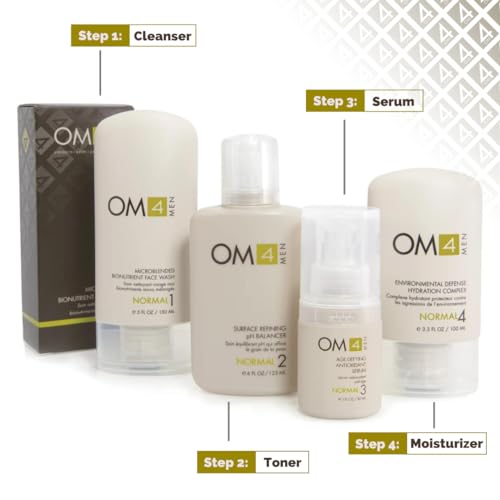 Organic Male OM4 Normal Step 1 - Microblended Bionutrient Face Wash - Antioxidant and Vitamin C Rich Gel Cleanser for men with N