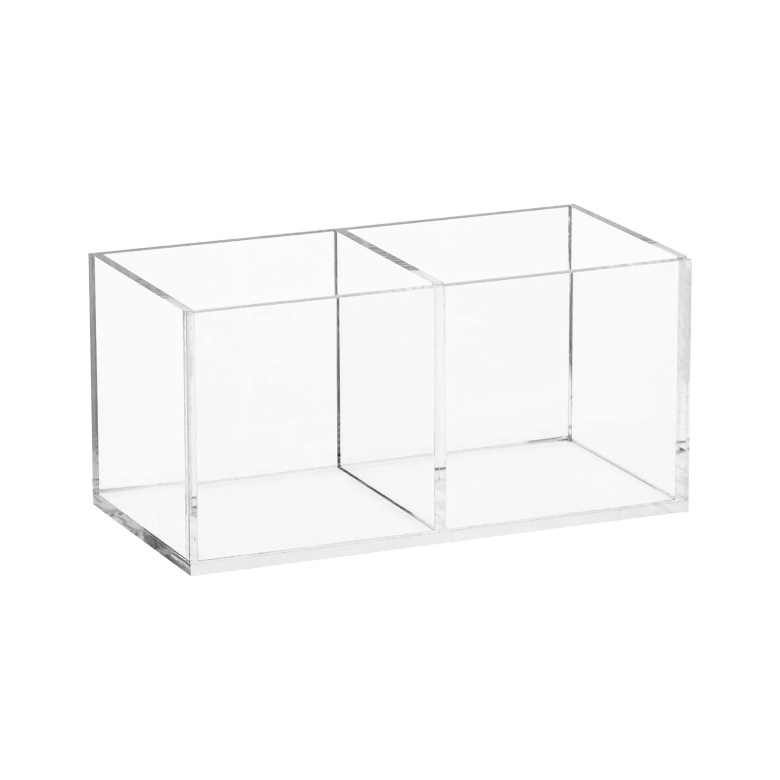 WERADNISH Acrylic Makeup Organizer and Storage, Makeup Brush Holder Organizer 2 Cube Sections, Clear Makeup Cosmetic Lipstick Bi
