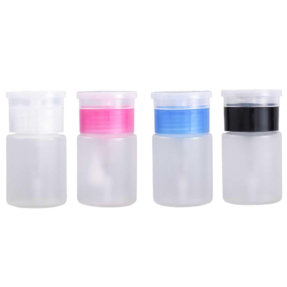 Leadigol 4Pcs 60Ml Nail Removal Bottle,Nail Art Mini Pump Dispenser Empty Bottle Nail Remover Container Storage Small Pressure B
