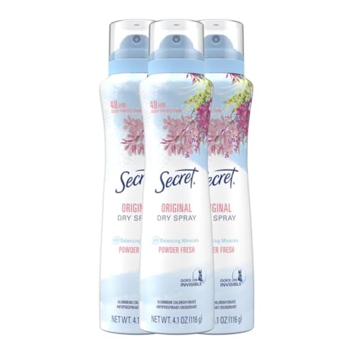 Secret Dry Spray Antiperspirant and Deodorant for Women, Powder Fresh Scent, 4.1 oz (Pack of 3)