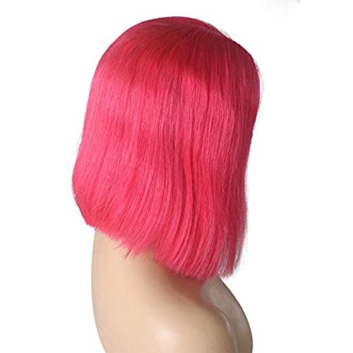 Glueless Hot Pink Bob Wigs Human Hair 100% Brazilian Remy Hair13X4 Hd Transparent Pink Straight Bob Wigs Baby Hairline With Pre