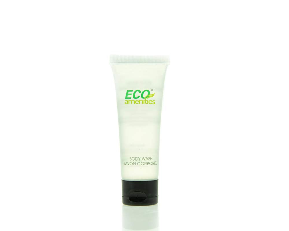 ECO Amenities Travel Size 1oz Body Wash (BULK 200 Pack) - 30ml Bulk Hotel Body Wash Supplies for Guests - Green Tea Scent Eco bo