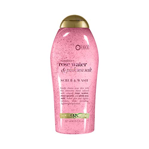 Ogx Pink Sea Salt & Rosewater Gentle Soothing Body Scrub, Light Exfoliating Body Wash, Sulfate-Free, 19.5 Ounce, 1.0 Count