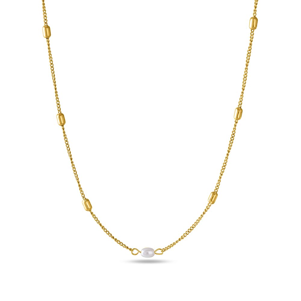 Palmonas 18K Gold Plated Single Pearl Necklace For Women  Gift For Girls & Women | Waterproof & AntiTarnish Necklace