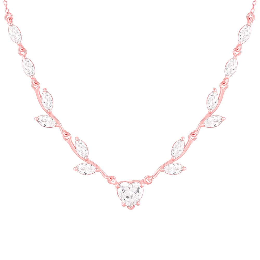 Giva 925 Silver Rose Gold Heart Stoned Necklace| Pendant To Gift Women & Girls | With Certificate Of Authenticity And 925 Stamp|