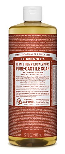 Dr. Bronners - Pure-Castile Liquid Soap (Eucalyptus, 32 Ounce) - Made With Organic Oils, 18-In-1 Uses: Face, Body, Hair, Laundry