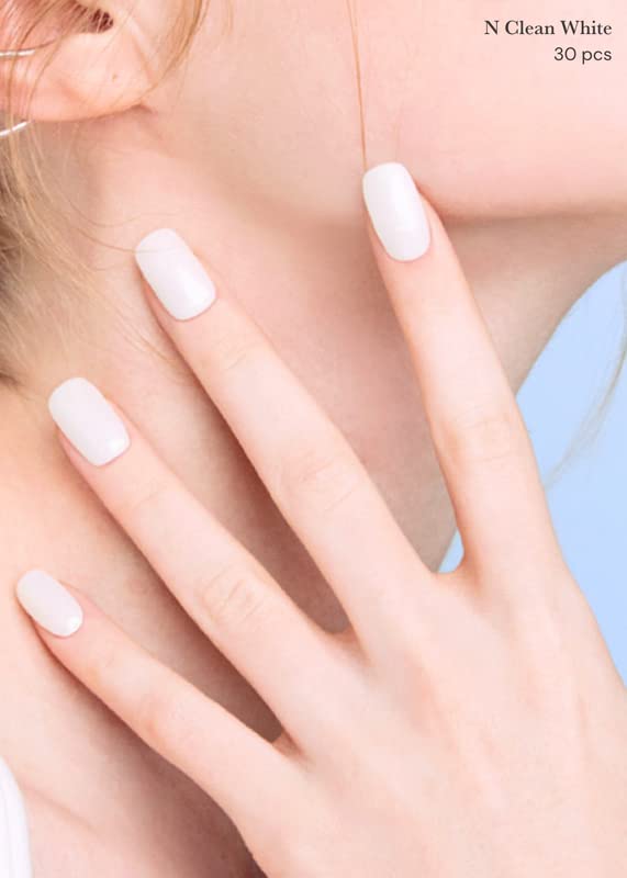 Ohora Semi Cured Gel Nail Strips (N Clean White) - White, Solid, Works With Any Uv/Led Nail Lamps, Salon-Quality, Long Lasting,