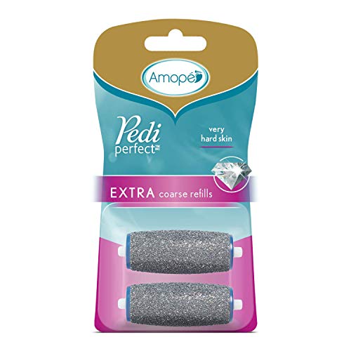 Amope Pedi Perfect Electronic Foot File Refills, Extra Coarse Rollers For Feet, Removes Hard And Dead Skin - 2 Count