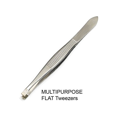 Luxxii (3 Pack) Flat Tweezers - Stainless Steel Flat Tweezers Hair Plucker For Hair And Eyebrows Personal Care (C_Flat)