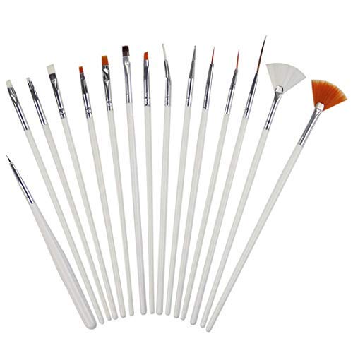 Trendy Look 15Pcs Acrylic Nail Art Brush Set (White)