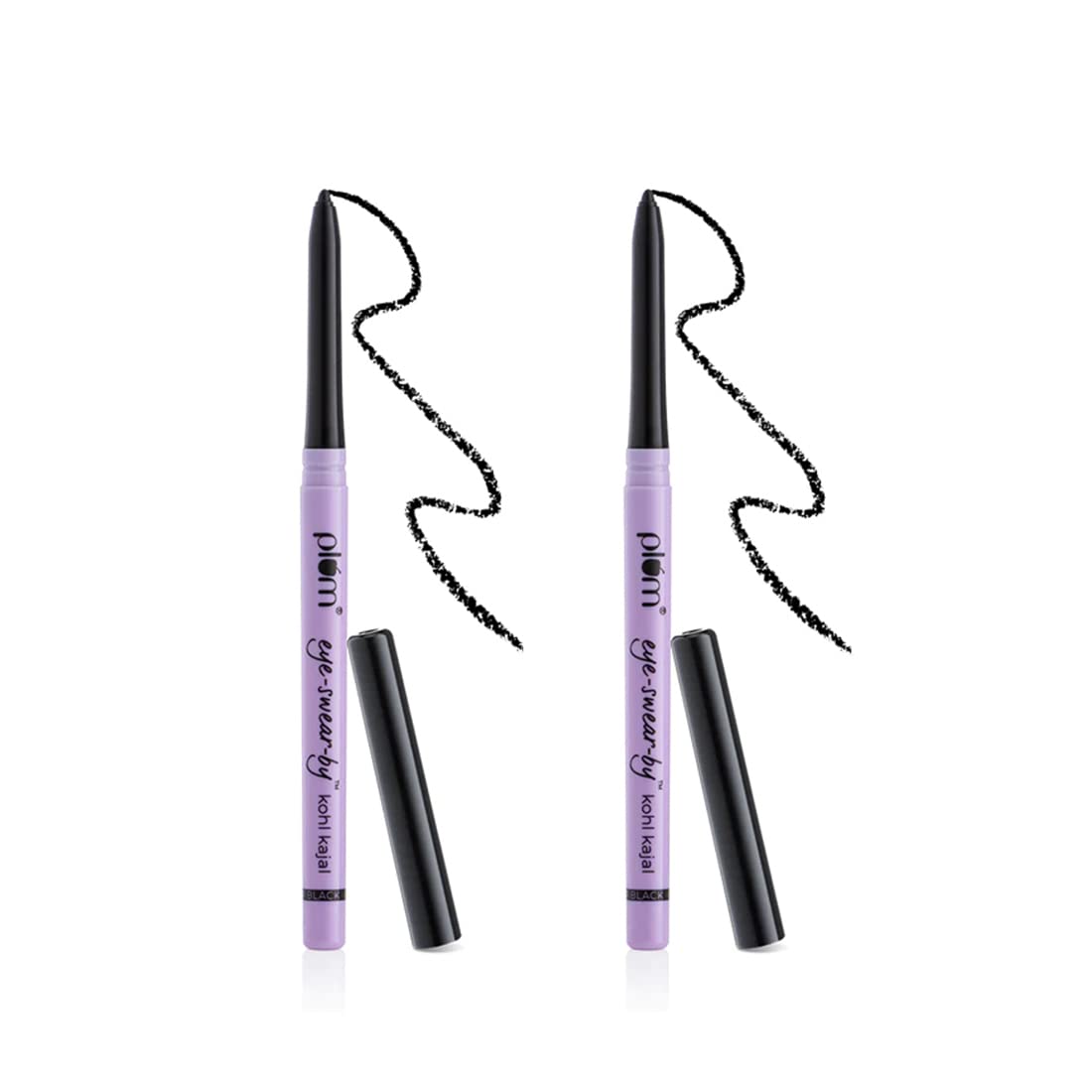 Plum Eye-Swear-By Kohl Kajal Combo | Set Of 2 | Deep Black | Creamy Smooth | Smudge-Proof | 100% Vegan & Cruelty Free