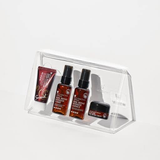 Mizon Snail Line Set, Korean Snail Skincare Essentials Set, Mini Sized Snail Foam Cleanser, Toner, Essence, And All In One Facia